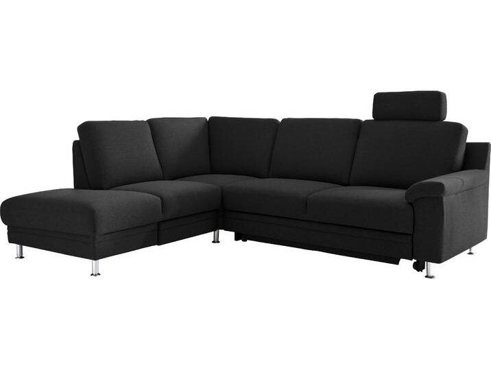 Ecksofa 3C CARINA Korfu L-Form , grau (anthrazit), B:252cm H:91cm T:208cm, Chenille Easy care (100% Polyester), Struktur (100% Polyester), Sofas, incl.- 1 Kopfstütze, wahlweise mit Schlafunktion und Stauraum von Carina-Polstermöbel