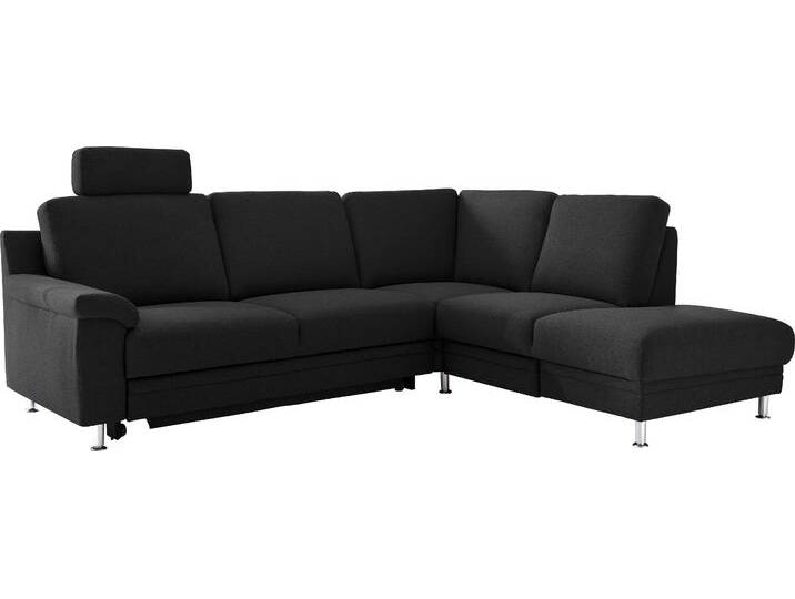 Ecksofa 3C CARINA Korfu L-Form , grau (anthrazit), B:252cm H:91cm T:208cm, Chenille Easy care (100% Polyester), Struktur (100% Polyester), Sofas, incl.- 1 Kopfstütze, wahlweise mit Schlafunktion und Stauraum von Carina-Polstermöbel