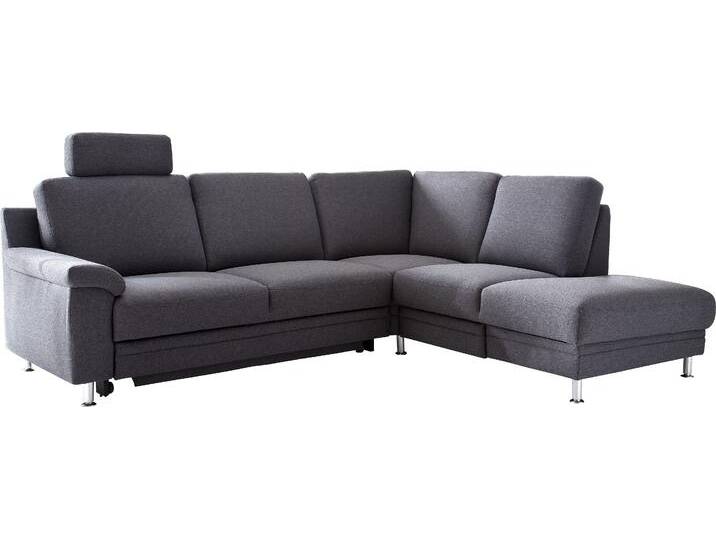 Ecksofa 3C CARINA Korfu L-Form , grau (dunkelgrau), B:252cm H:91cm T:208cm, Chenille Easy care (100% Polyester), Struktur (100% Polyester), Sofas, incl.- 1 Kopfstütze, wahlweise mit Schlafunktion und Stauraum von Carina-Polstermöbel