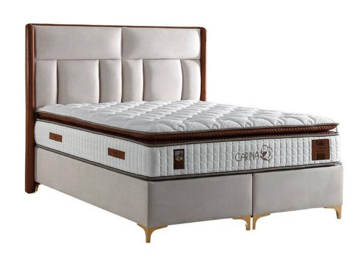 Villa Möbel Boxspringbett Carina (Bett Set), XXL-Bettkasten mit Gasdruckfedern mühelos & geräumig, beige, Bett Set (mit Matratze) von Carina-Polstermöbel
