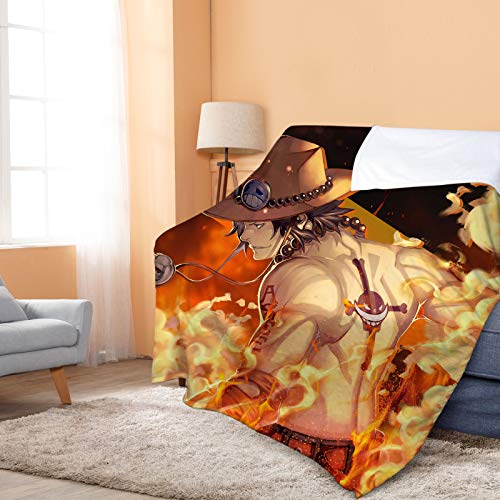 Caritierily One Piece Decke Portgas D Ace Anime Druck Flanell Fleece Decke für Kinder Erwachsene Sherpa Werfen Decke Bequem Weiche Warme für Bett Couch Sofa Reisen YP160(Size:150X200CM) von Caritierily