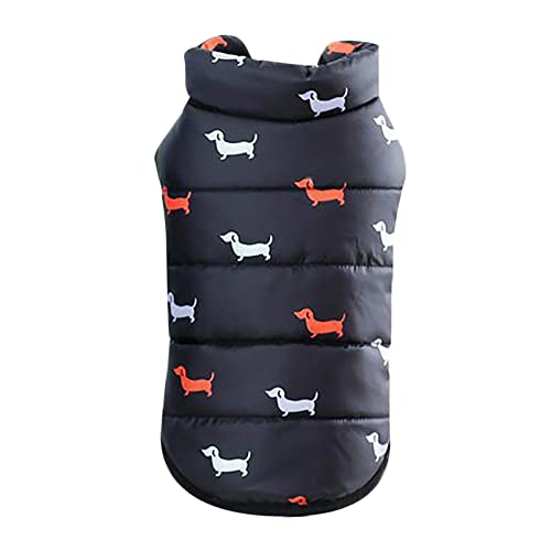 Wintermantel Haustier Mantel Jacke Haustierkleidung Hundekleidung Baumwollkleidung Weste Herbst und Winter Warme Britische Baumwolle Teddy Warme Daunenjacke Regenmäntel Hunde (Black, XL) von Caritierily