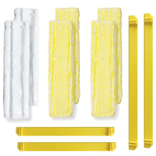 6 Stück Zubehör Mikrofaser-Moppbezüge und 4 Stück Gummilippenabzieher für Kärcher Fenstersauger WV2/WV5/WV6, Ersatz-Reinigungstuch-Pads, Ersatzlippe von Carkio