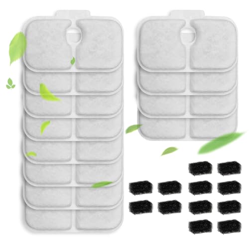 Carkio 12 Packs Cat Water Fountain Replacement Filter for Dockstream Cat Water Fountain PLWF005/PLWF115/PLWF105, Triple Filtration System Replacement Filter von Carkio