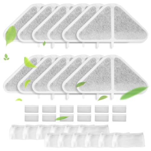 Carkio 12 Sets Cat Water Fountain Filter Replacement Filter for 5 Layers Filtration System 7L Pet Water Fountain (12 Filters+12 Mesh Bag+12 Sponge) von Carkio