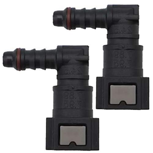 Carkio 7,89 mm SAE 1/4 Zoll (6 mm) ID6 Ellenbogen 90 Grad Nylon-Kraftstoffleitung Schnellkupplung Schlauch-Ersatzverbinder (2 Stück) von Carkio