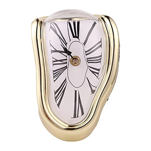 Carkio Kreative schmelzende Uhr, Wanduhr, dekorative Salvador Dali-Uhr, geschmolzene Uhr für Zuhause, Büro, Regal, Schreibtisch, Tischdekoration, lustiges kreatives Geschenk (Gold) von Carkio