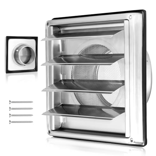 Carkio Stainless Steel Ventilation Protection Grille with Check Flap, 100mm Housing Ventilation Grille for VMC Pipe and Cover Extractor Extractor Exterior with Rubber Seal von Carkio