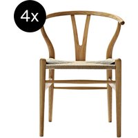 Carl Hansen & Søn - And Son 4er Set CH24 Y Wishbone Stuhl Eiche Geölt Geflecht Natur von Carl Hansen & Søn