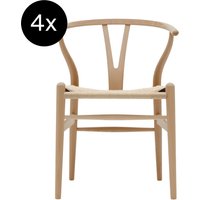 Carl Hansen & Søn - And Son 4er Set CH24 Y Wishbone Stuhl Buche Geölt Geflecht Natur von Carl Hansen & Søn