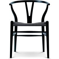 Carl Hansen - CH24 Wishbone Chair, Buche schwarz / schwarzes Geflecht von Carl Hansen