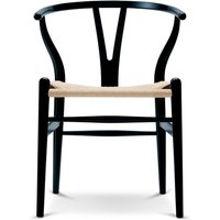 Carl Hansen - CH24 Wishbone Chair, Eiche schwarz / Naturgeflecht von Carl Hansen
