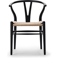 Carl Hansen - CH24 Wishbone Chair, Buche soft black / Naturgeflecht von Carl Hansen