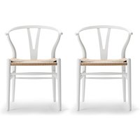 Carl Hansen - CH24 Wishbone Chair, Buche soft white / Naturgeflecht (2er-Set) von Carl Hansen