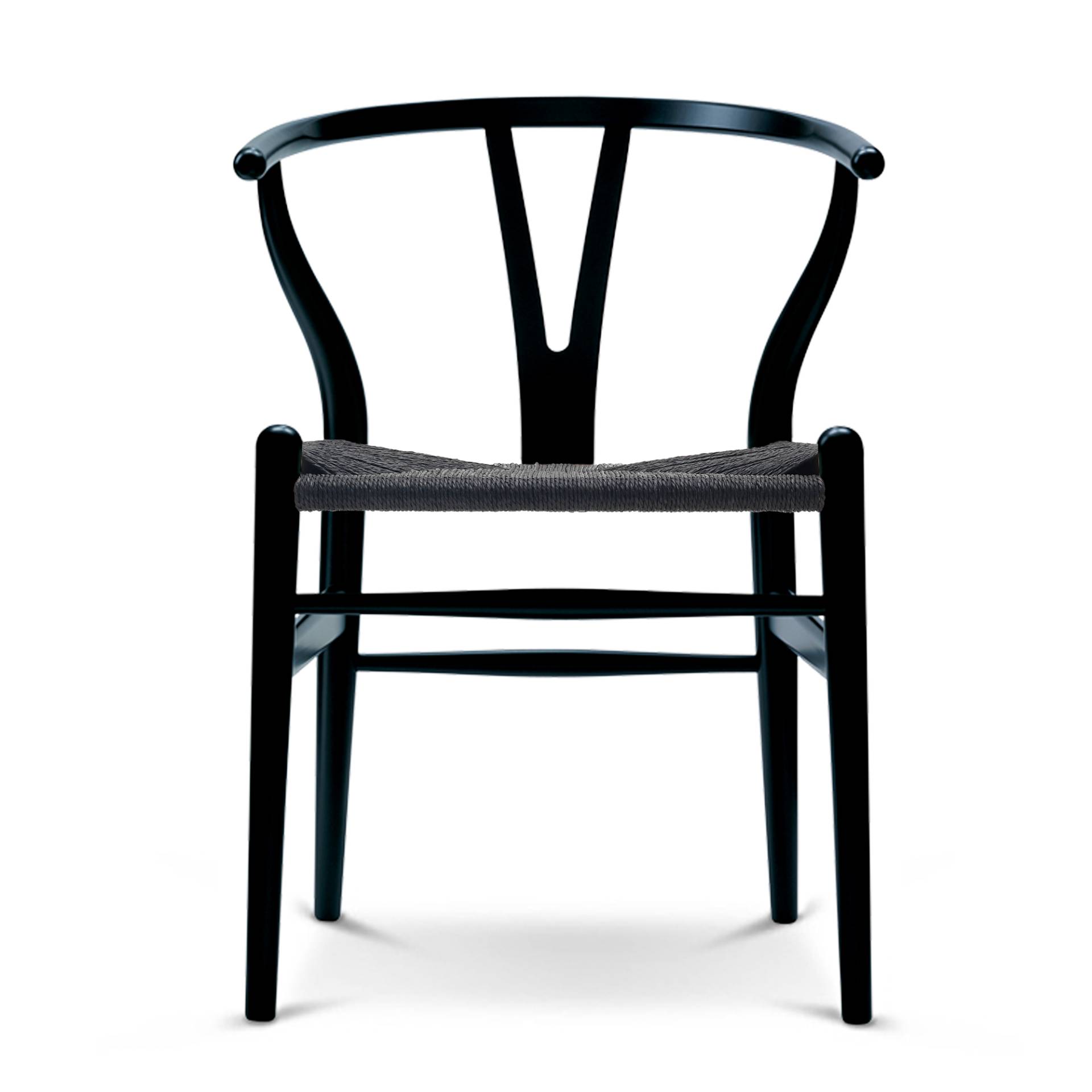 Carl Hansen - CH24 Wishbone Chair Gestell Buche - schwarz/Buche lackiert/BxTxH 55x51x76cm/Geflecht Papiergarn schwarz von Carl Hansen