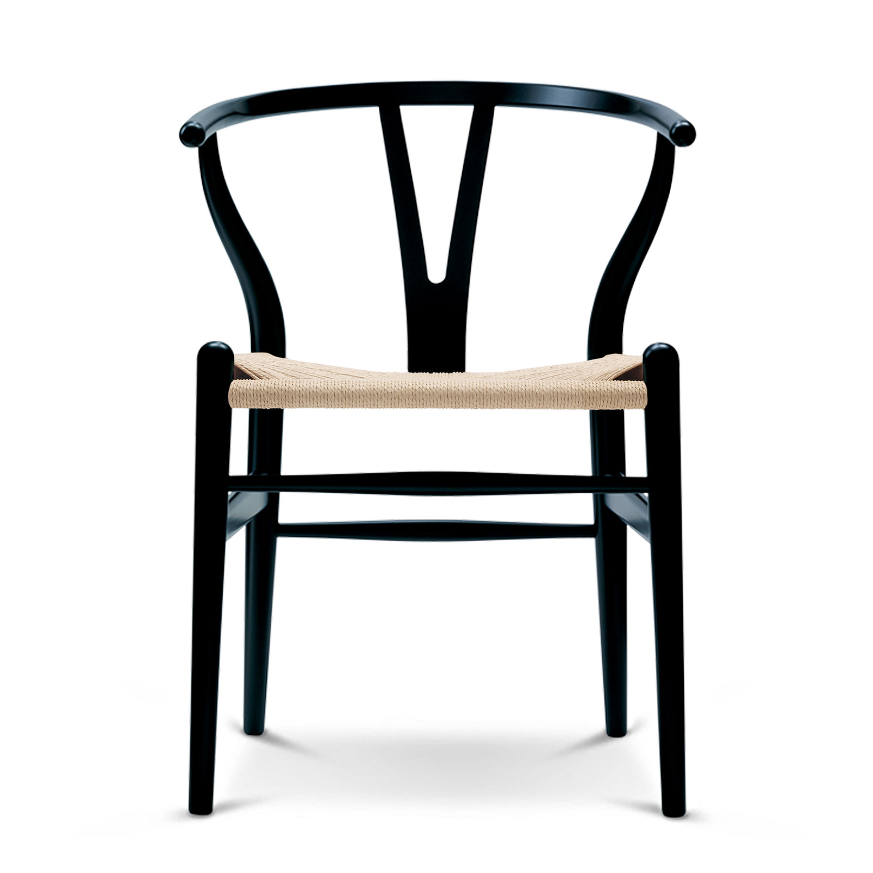 Carl Hansen - CH24 Wishbone Chair Gestell Buche - schwarz NCS S9000-N/Buche lackiert/BxTxH 55x51x76cm/Geflecht Papiergarn natur von Carl Hansen