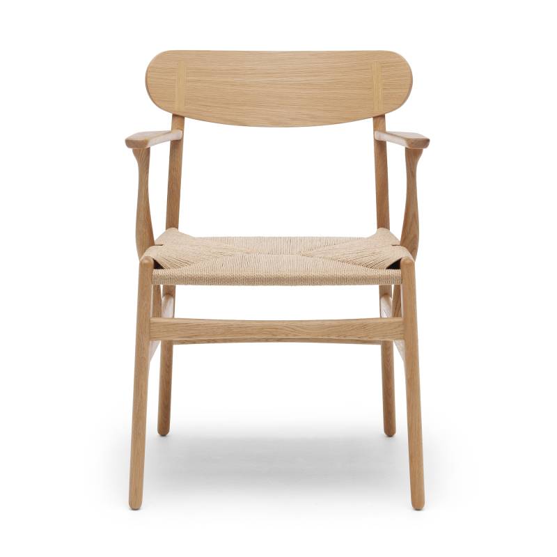 Carl Hansen - CH26 Armlehnstuhl Gestell Eiche - Eiche geölt/Geflecht Papiergarn natur/BxHxT 59x79x52cm von Carl Hansen