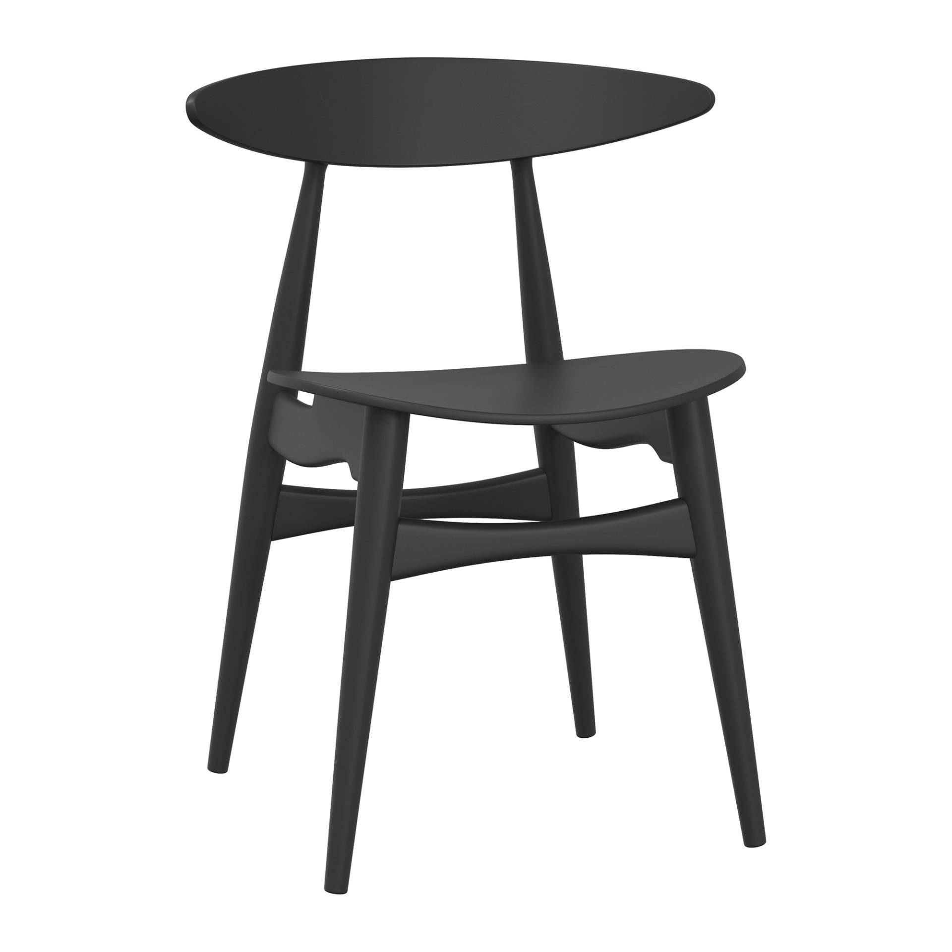 Carl Hansen - CH33T Soft Tones Stuhl - soft schwarz/lackiert/BxHxT 55x74x48cm/Sitzhöhe 44cm von Carl Hansen