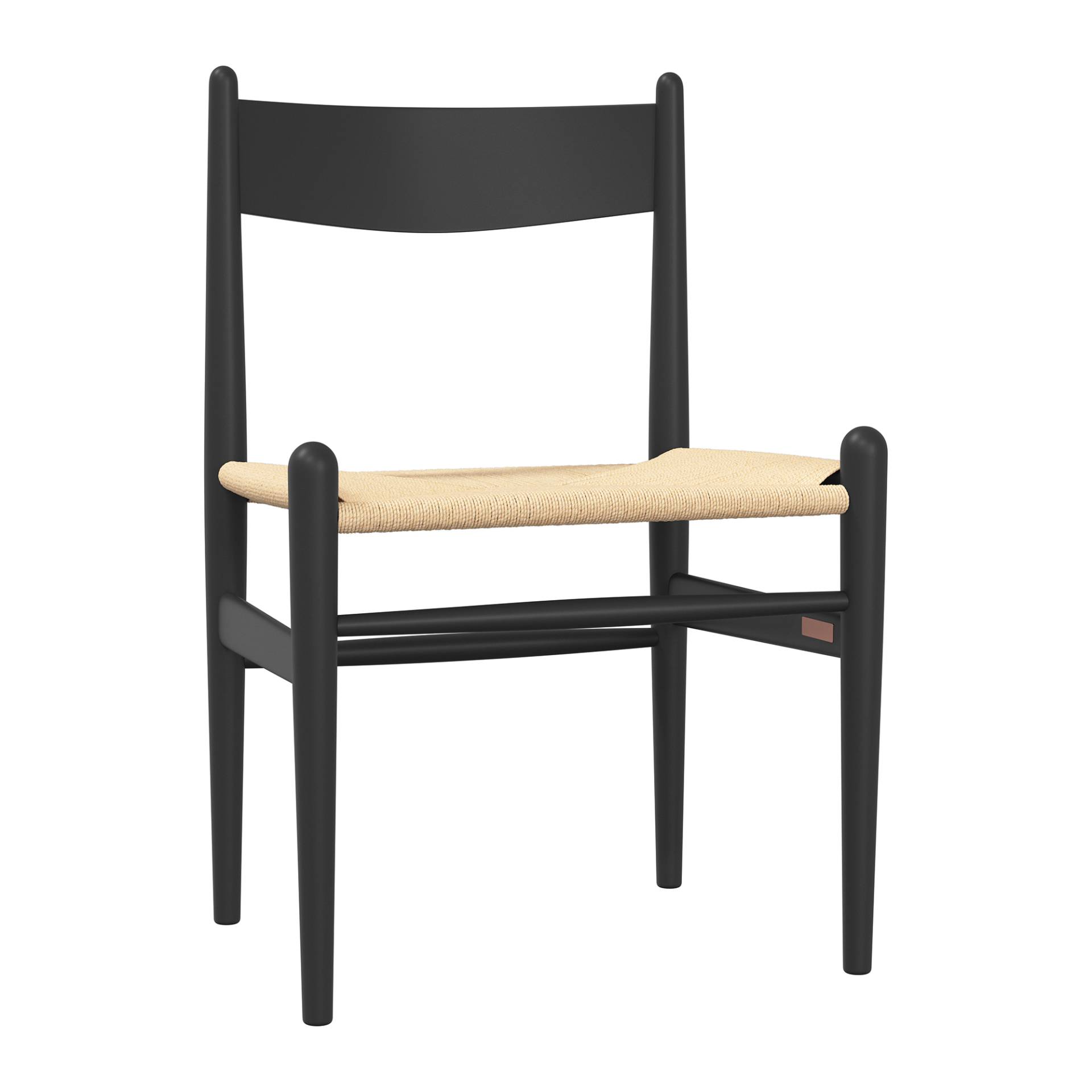 Carl Hansen - CH36 Soft Tones Chair Gestell Buche - soft schwarz/Geflecht Papiergarn natur/BxHxT 52x81x48cm/Gestell lackiert von Carl Hansen