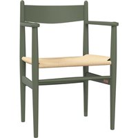 Carl Hansen - CH37 Stuhl, Buche soft olivgrün lackiert / Naturgeflecht von Carl Hansen