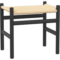 Carl Hansen - CH53 Hocker, Buche soft schwarz lackiert / Naturgeflecht von Carl Hansen