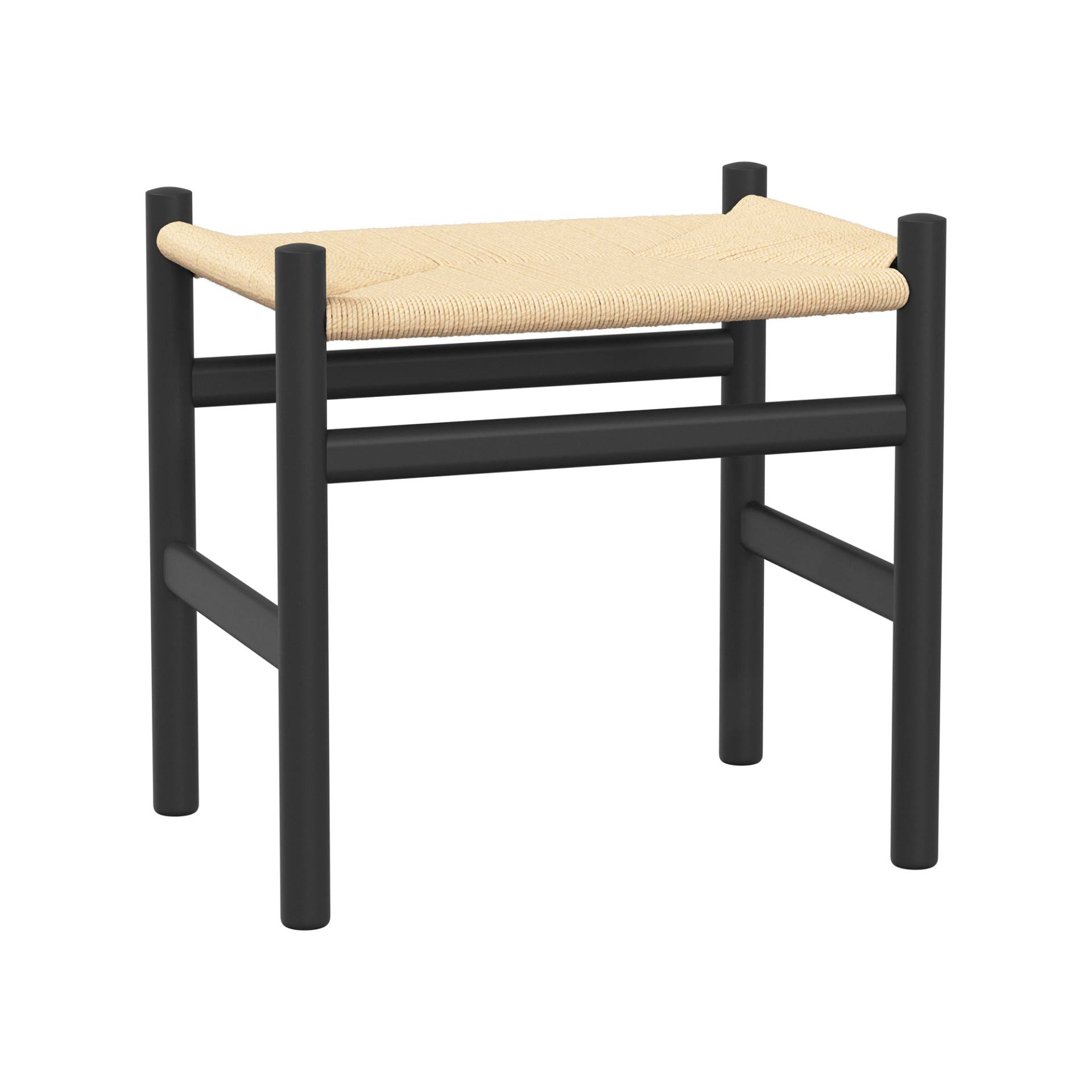 Carl Hansen - CH53 Soft Tones Fußhocker Gestell Buche - soft schwarz/lackiert/BxTxH 50x38x48cm/Geflecht Papiergarn natur von Carl Hansen