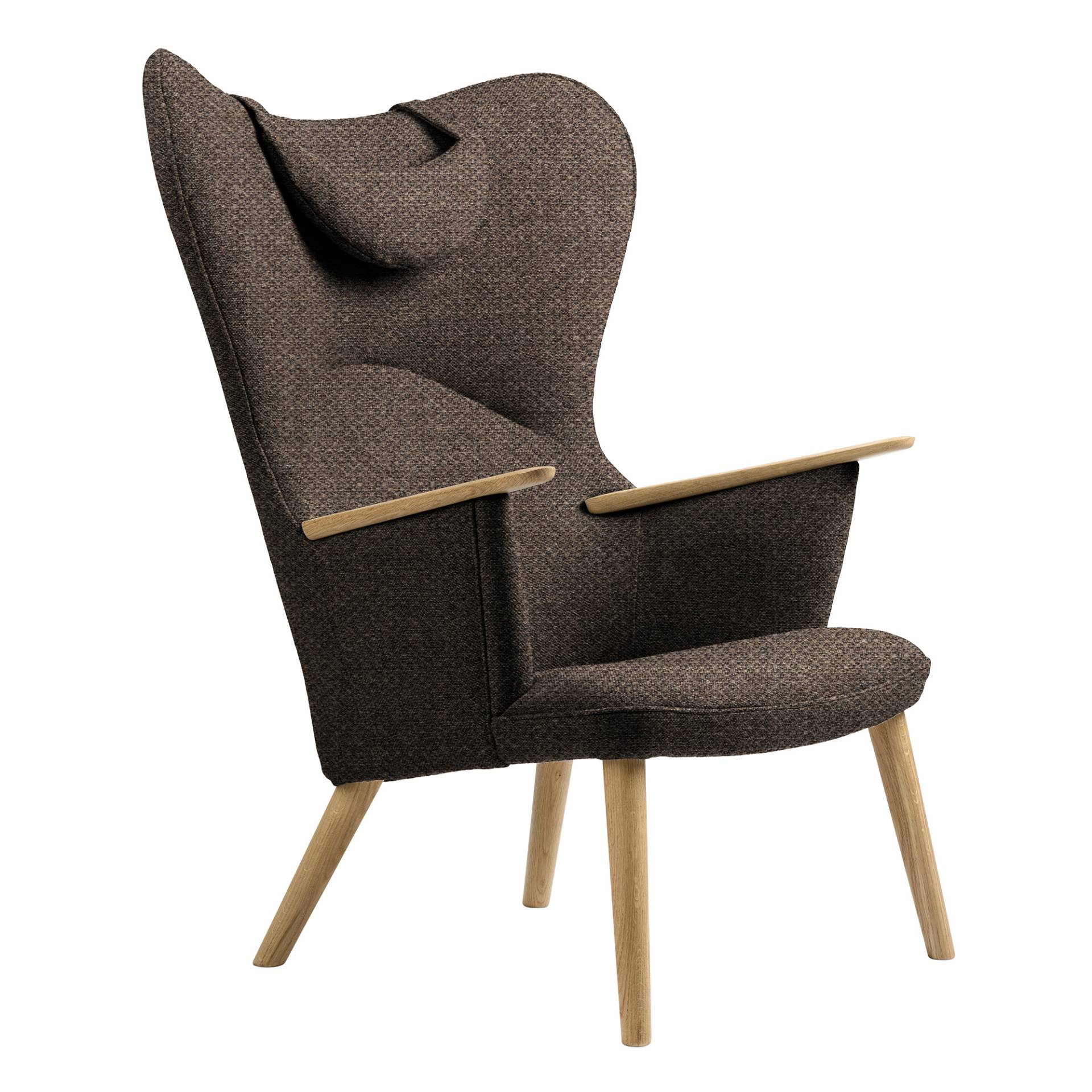 Carl Hansen - CH78 Sessel mit Nackenkissen - braun/Stoff Kvadrat Fiord 2 0271/BxTxH 84x80x106cm/Armlehnen und Gestell Eiche geseift von Carl Hansen