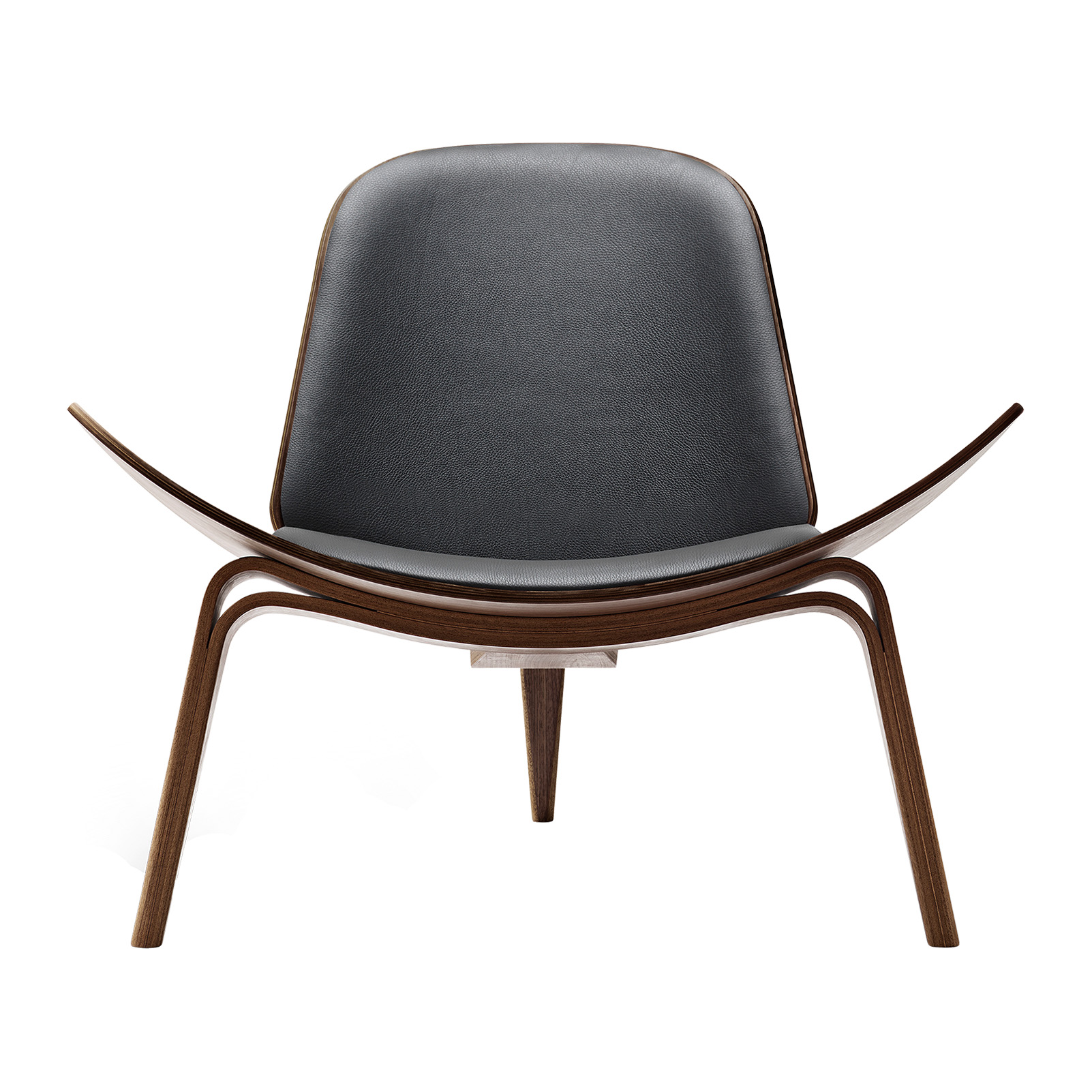 Carl Hansen - CH07 Shell Chair Lounge Sessel - schwarz/Leder Thor 301/BxHxT 92x74x83cm/Gestell walnuss lackiert von Carl Hansen