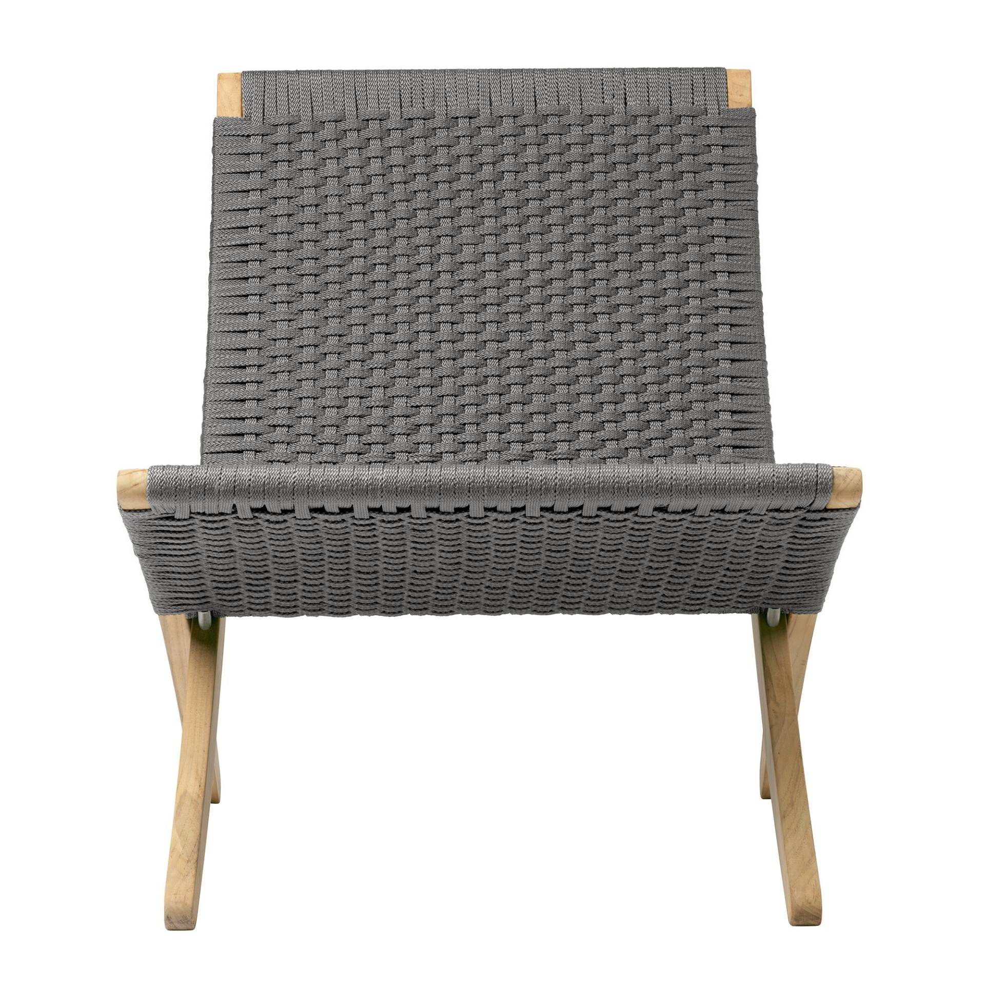 Carl Hansen - MG501 Outdoor Cuba Chair klappbar - kohle/Outdoor-Bandgeflecht/BxHxT 61x76x79cm/Gestell Teak unbehandelt von Carl Hansen