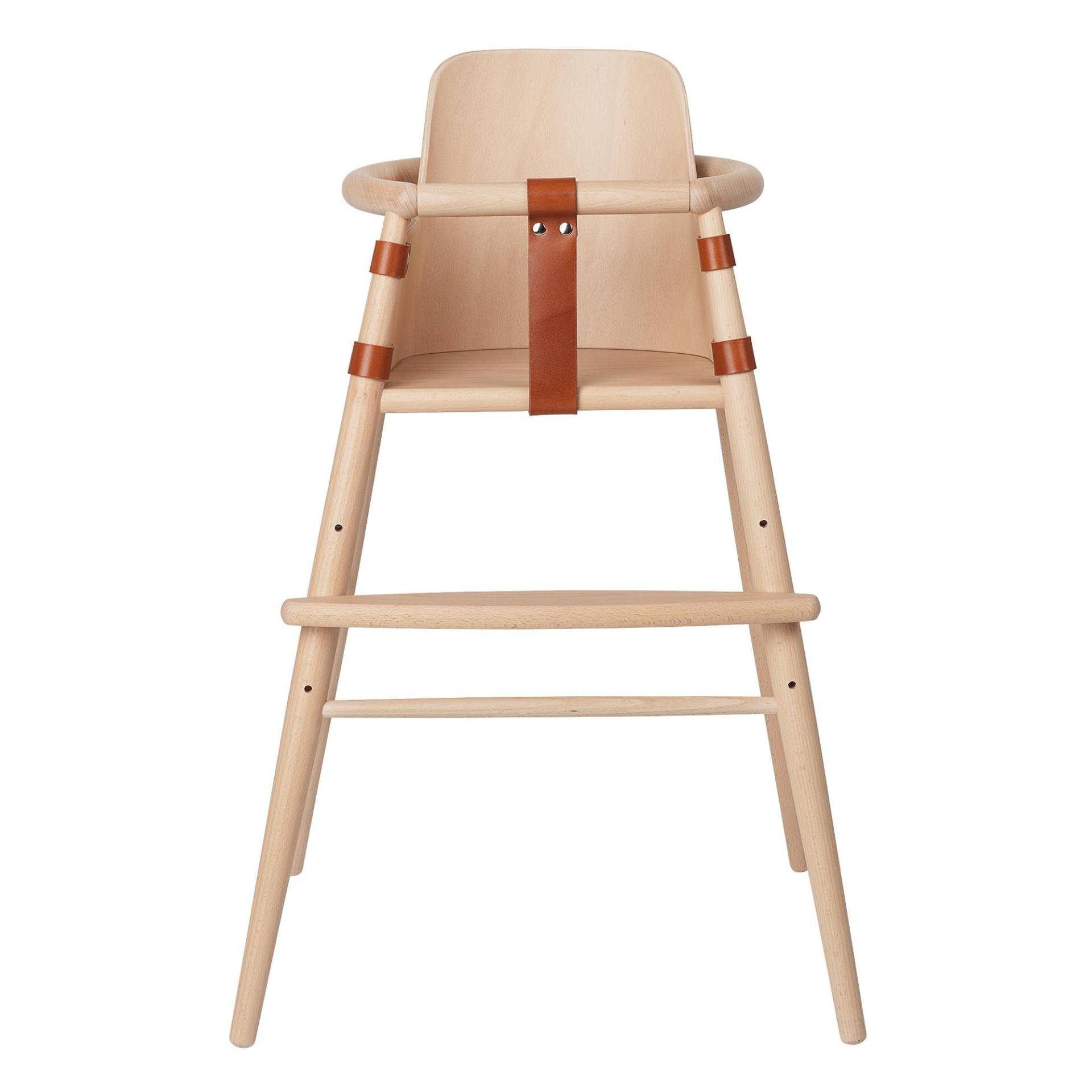 Carl Hansen - ND54 Kinderhochstuhl mit Baby-Einsatz - Buche lackiert/Riemen Kernleder/BxTxH 51x52x70,5cm von Carl Hansen