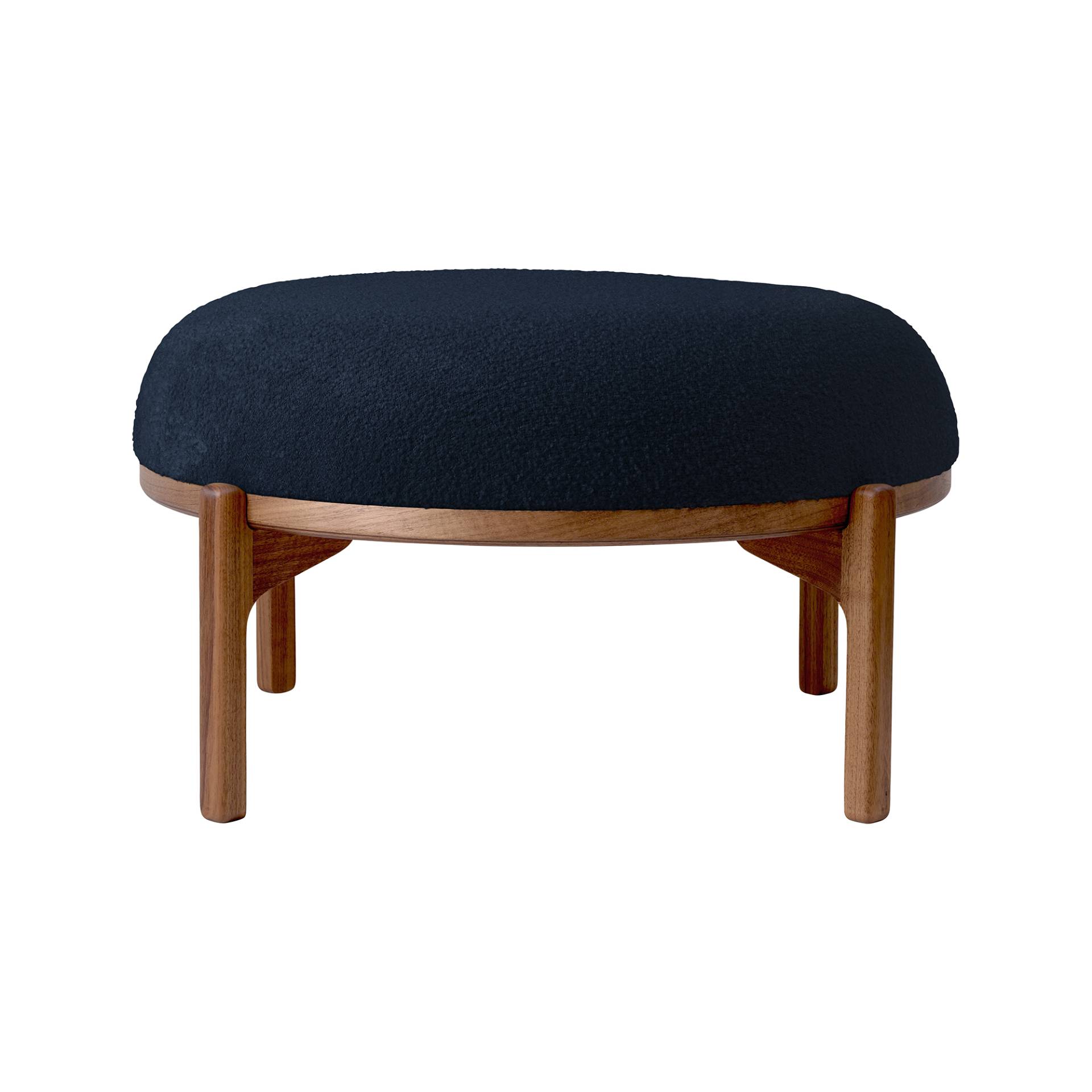 Carl Hansen - RF1903F Sideways Fußhocker - dunkelblau/Stoff Kvadrat Sahco Baru 0780/LxBxH 76x70x41cm/Gestell Nussbaum geölt von Carl Hansen