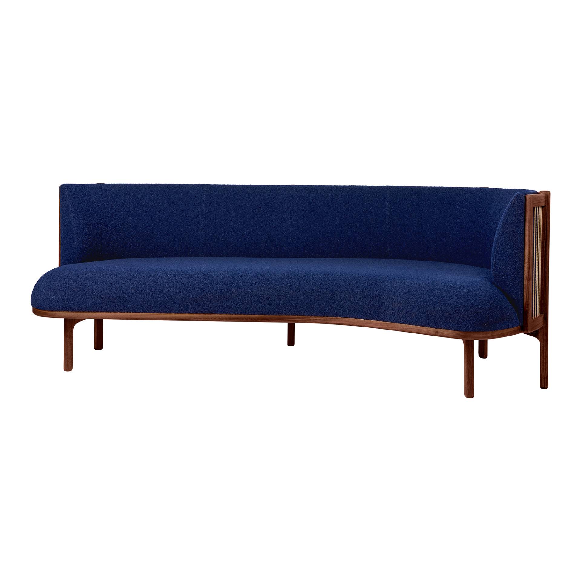 Carl Hansen - RF1903R Sideways Sofa rechts 197x104cm - dunkelblau/Stoff Kvadrat Sahco Baru 0780/BxHxT 197x74x104cm/Gestell Nussbaum geölt/Papierkordel von Carl Hansen