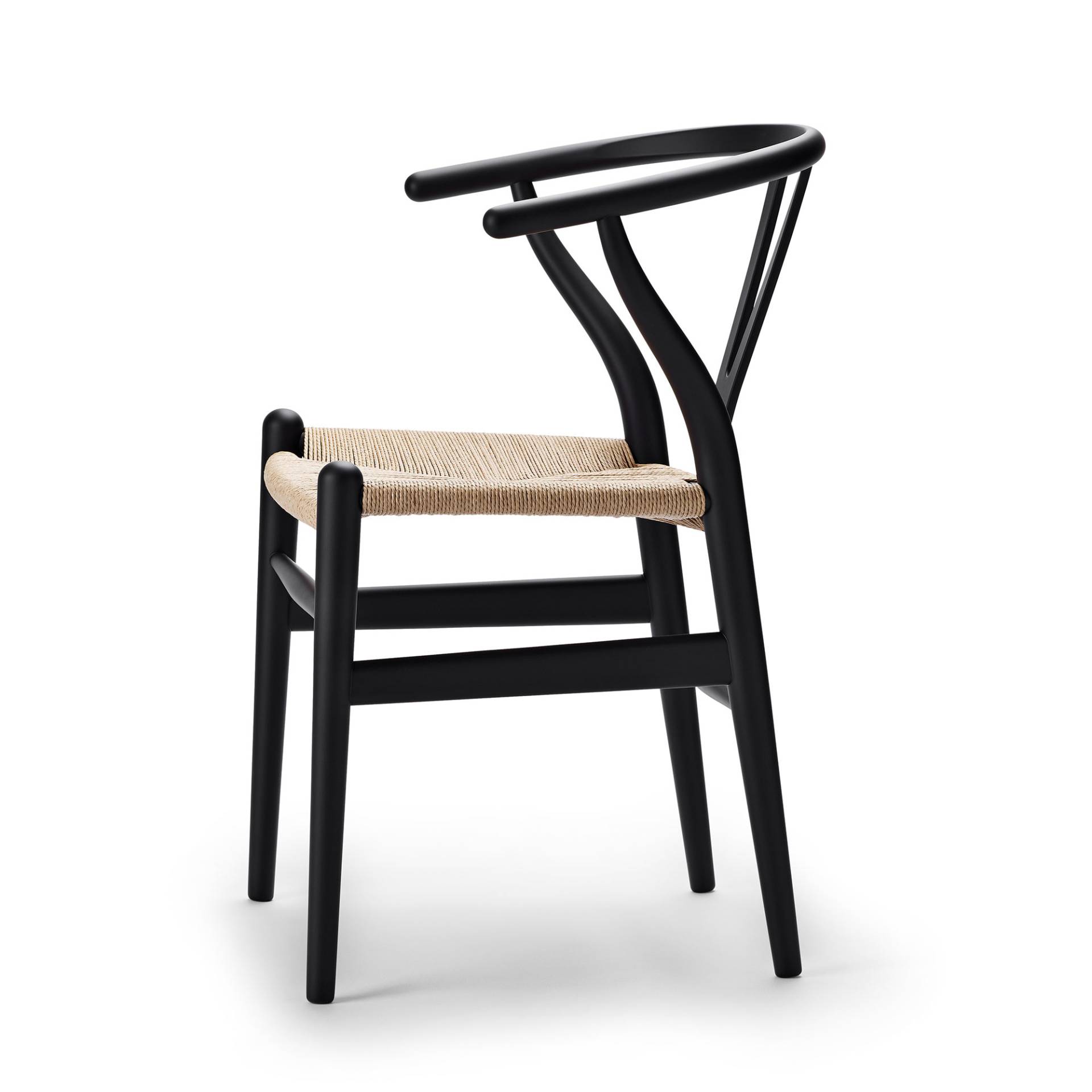 Carl Hansen - CH24 Soft Wishbone Chair Gestell Buche - soft schwarz NCS S9000-N/Geflecht Papiergarn/BxHxT 55x76x51cm von Carl Hansen