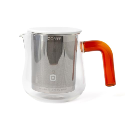 Carl Henkel - ARCA X-Tract Brew Kaffee Dauerfilter 0,6 l mit amber Griff - Kaffeebereiter für 2-3 Tassen - Kaffee-Brühkanne aus Glas mit Edelstahlfilter. Kein Filterpapier notwendig von Carl Henkel