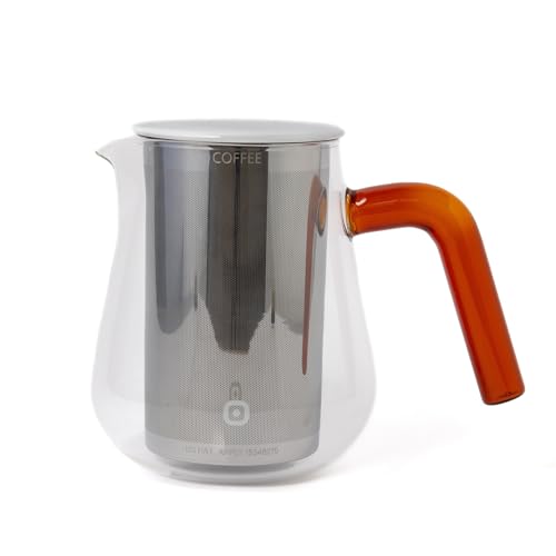 Carl Henkel - ARCA X-Tract Brew Kaffee Dauerfilter 0,8 l mit Glasgriff Amber - Kaffeebereiter für 4-5 Tassen - Kaffee-Brühkanne aus Glas mit Edelstahlfilter. Kein Filterpapier notwendig von Carl Henkel