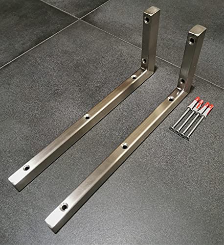 2er Set V2A Wandhalterung 40 cm mit Schrauben Waschtischplatte Regalträger Konsolenträger Wandkonsole Edelstahl gebürstet rostfrei 200 kg von Carl Svensson