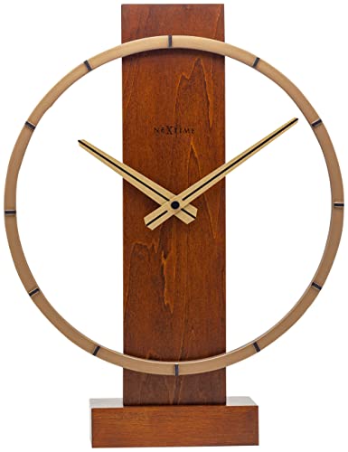 Carl Table / Wall clock - 34 x 27 cm - Wood/Steel - Brown - 'Carl Small' von NeXtime