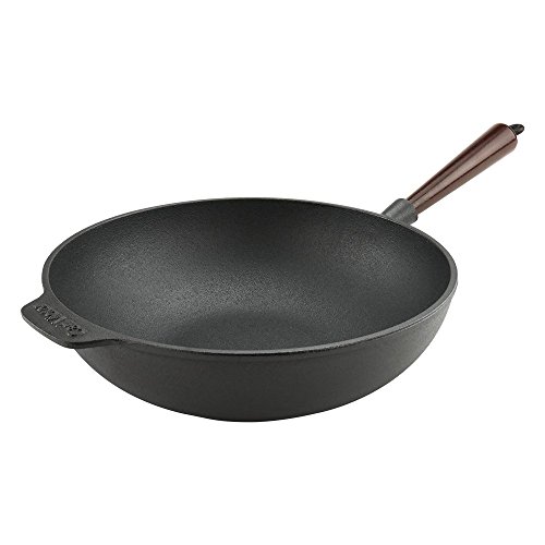 Carl Victor - Wokpfanne Wok Gusseisen Pfanne 30 cm mit Holzgriff von Carl Victor