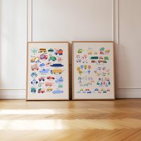 Transport Alphabet Und Zahlen Druck 2Er-Set A-Z + 1-10 Kinder Lernen Wandkunst Transport Alphabet Und Zahlen Druck 2Er-Set A-Z + 1-10 Kinder Lernen Wandkunst von CarlaEllisCreative