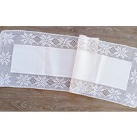 Handarbeit, Tischläufer/Mitteldecke, Sterne, Beige, Häkelspitze von CarlaWhiteAndNature