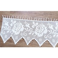 Landhaus Reine Handarbeit, Romantisch, Gehäkelt Spitze , Rosen Bistro Gardinen/Vorhang, Schrank Bordüre, Naturfarben, Hellbeige von CarlaWhiteAndNature