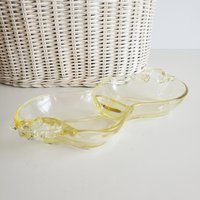 Vintage 1950Er Gelber Glasschnitt Relish Dish, Mid Century Glas von CarliBeardsleyStudio