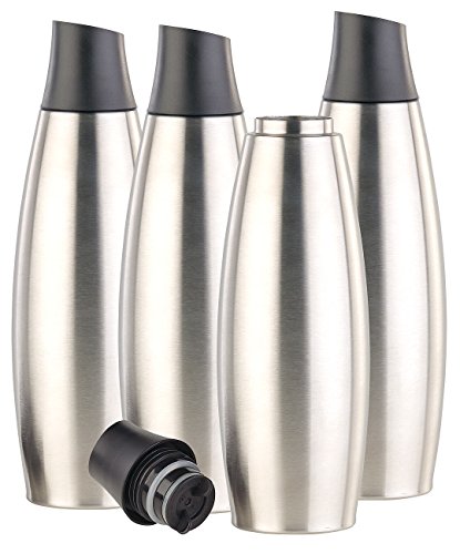 Carlo Milano Iso-Trinkflasche: 4er-Set Design-Thermo-Isolierflaschen mit Klick-Verschluss, 650 ml (Isolierbecher-Flaschen, Isolierte Vakuum-Flaschen, Getränkehalter) von Carlo Milano