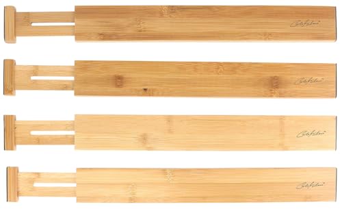 Carlo Milano Schubladeneinsätze Küche: 4er-Set verstellbare Schubladentrenner aus Bambus, 45,2 bis 52,3cm (Schubladenteiler, Schubladeneinsätze Holz) von Carlo Milano