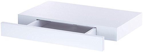 Carlo Milano Wandschublade schmal: Wandregal mit versteckter Schublade, 40 x 5 x 25 cm, weiß (Wandregal klein, Regale, Kleines Schubladen) von Carlo Milano