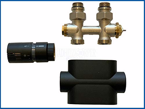 MILANO Multiblockanschlussarmatur Set vernickelt mit Abdeckung - Multiblockventil - Durchgangsform (Schwarz) von Carlo Poletti