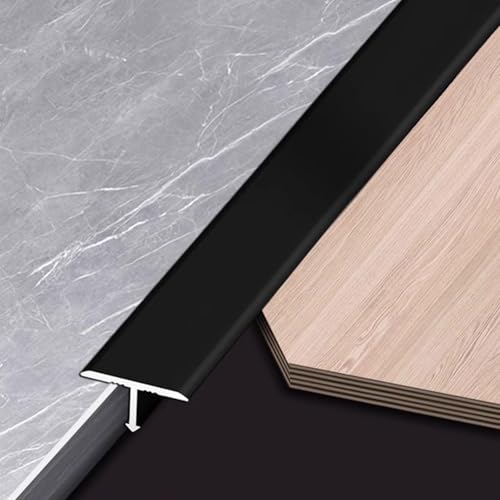 3 Stück T-Profil Übergangsprofil Übergangsschiene 100 cm Aluminium -Formleisten Zierleisten, Ausgleichsprofil Übergangsstreifen Verbinden Sie Ihre Böden Nahtlos(Mattschwarz,0.8cmx300cm) von Carlong
