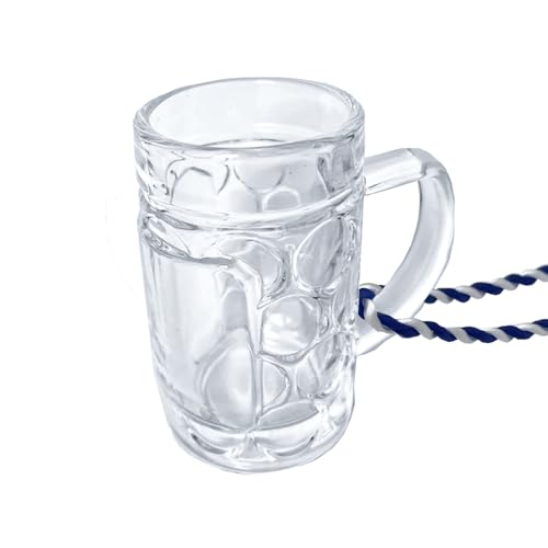 Carls 12x Bierkrug am Band, Schnapsglas, Mini-Stamper, Seidelchen (blau/weiß) von Carls