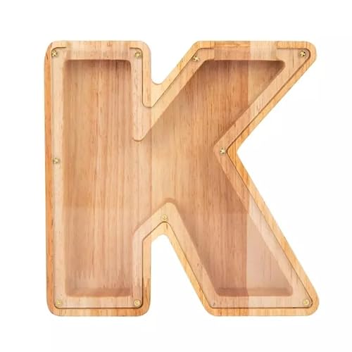 CARLSO Spardose A-Z für Kinder Sparschwein personalisiert A-Z Alphabet Sparbüchse Holz Spardose Dekoration Kreative groß als Geschenke für Geburtstag, Geburt (K) von Carlso