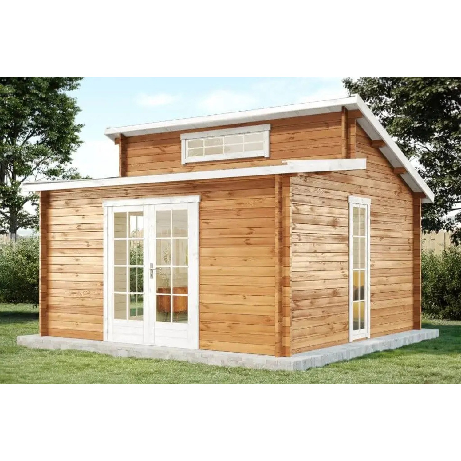 Carlsson Holz-Gartenhaus/Gerätehaus Pultdach Unbehandelt 400 cm x 440 cm von Carlsson